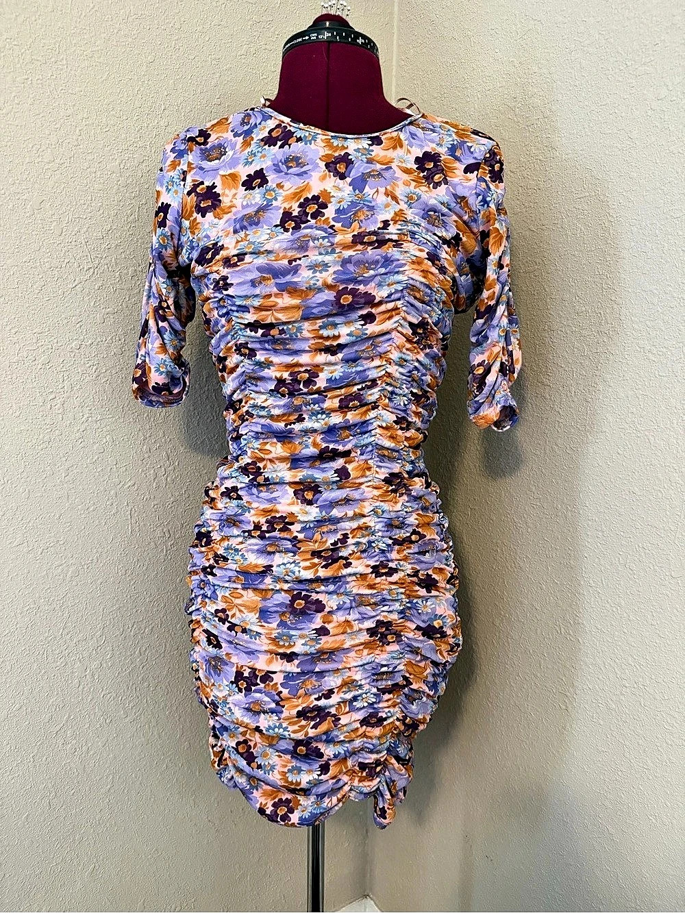 Zara Floral Ruched Mini Dress
